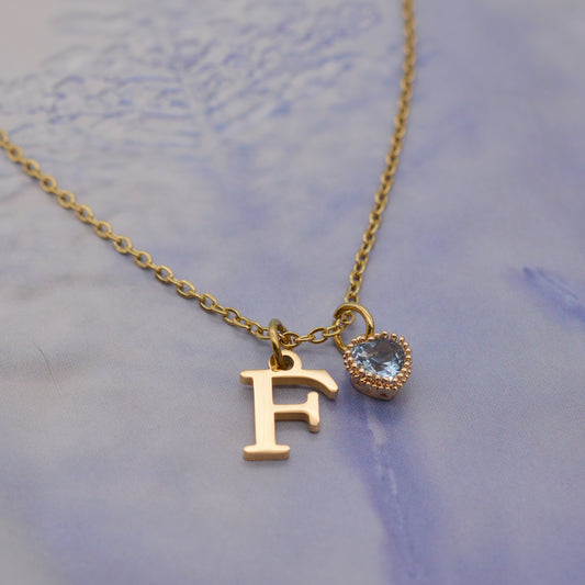 Anfangsbuchstabe Halskette mit Geburtsstein