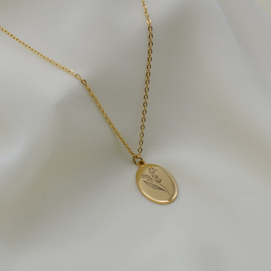 Geburtsblume Ovales Plättchen Halskette