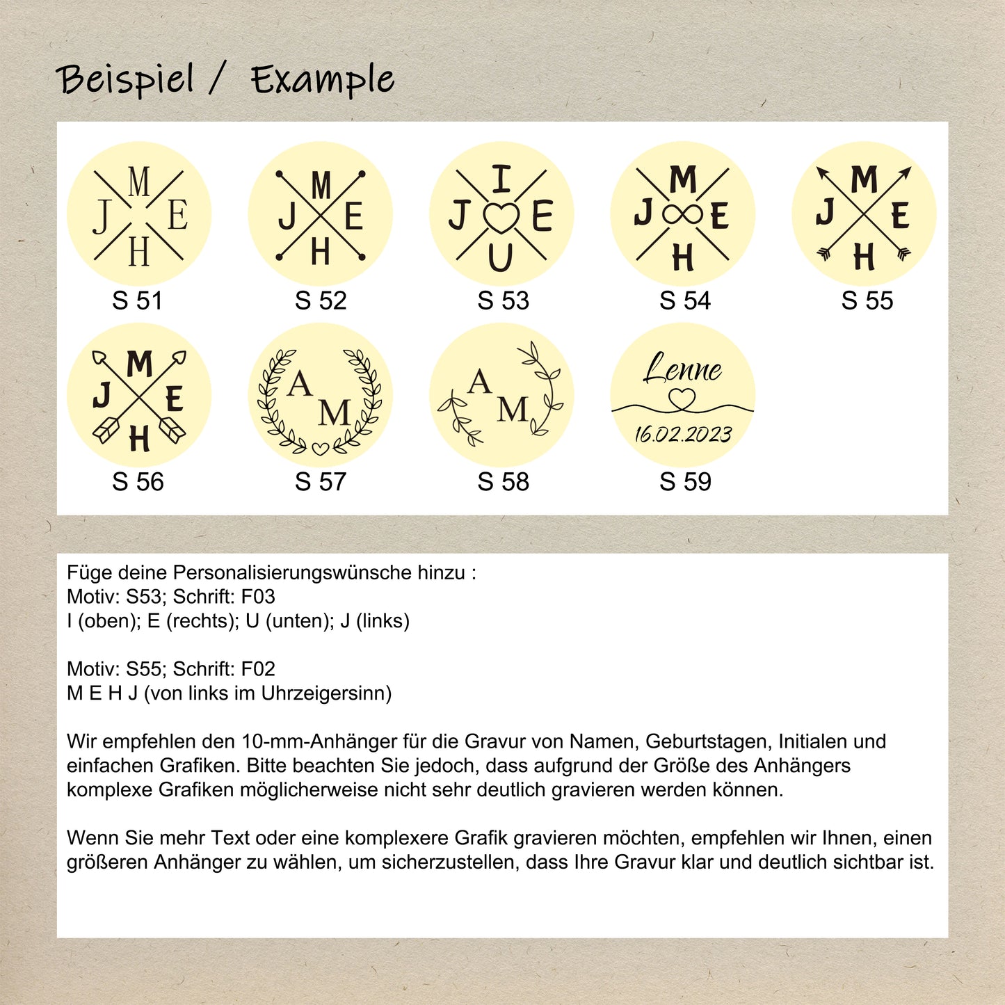 Personalisierter Gravierter "add on" Plättchen